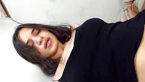 Horny brunette with a nice body fucked by the owner