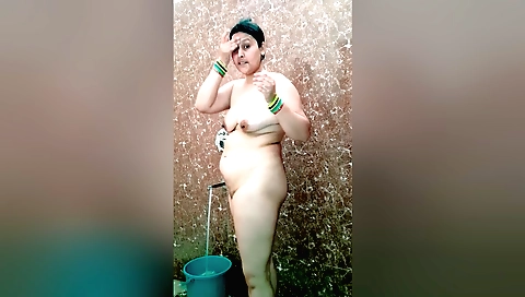 Indian brunette in sexy lingerie in a bathroom video