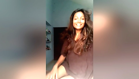 Indian woman is making her homemade solo webcam video
