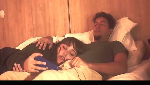 Hot stepmother watching my video with me on the couch