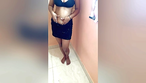 Indian amateur dancing in her house in her village