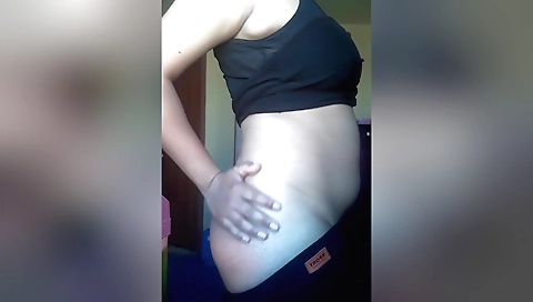 Girl in black and white stockings makes out with her boyfriend