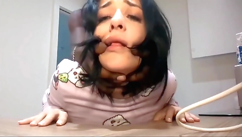 Brunette with a hole in her pussy is getting a big bbb