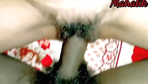 Hairy indian woman has her small dick for the camera pov