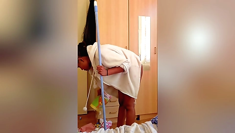 Busty brunette girl enjoys herself while she masturbates