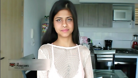 Busty brunette chick sucks a dude's cock and fucked