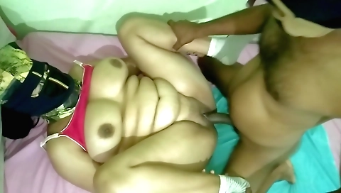 Busty stepmom fucked her stepsister in the bedroom