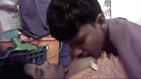 Young Indian wife with big tits kissing on the web cam