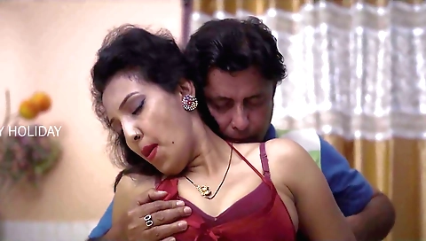 Brunette babe with sexy legs and a good natural body