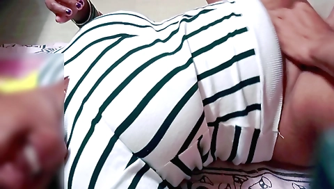 Indian brunette with a large booty moans and moans