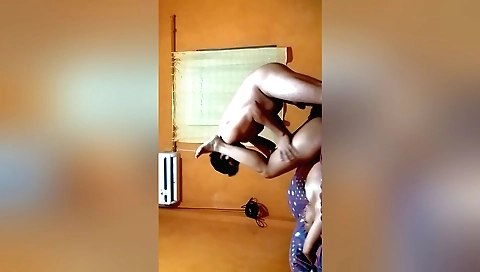 Chinese milf in doggi style video with a big dildo