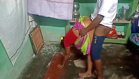 A sexy brunette house cleaning sex with his house owner