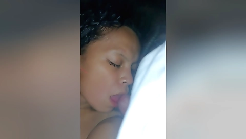 Amateur brunette with a small and wet pussy plays with my dick