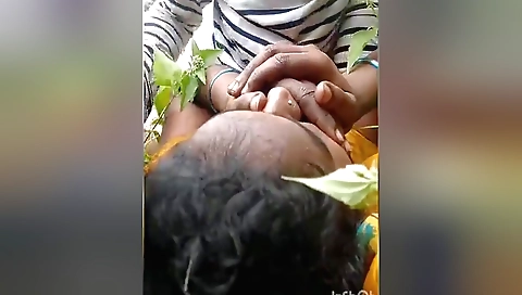 Busty amateur brunette gets off on a hot outdoor video