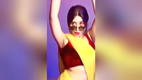 A hot brunette in a sexy dress fucks after going to the bed