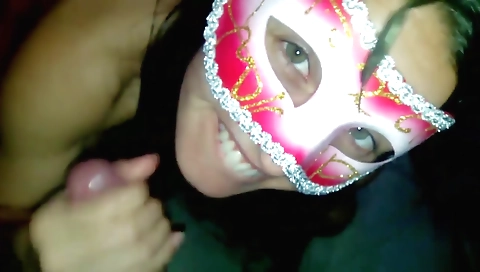 A sexy brunette milf with green eyes is getting fucked