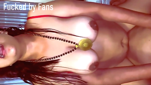 Indian brunette girl with big tits fucked together