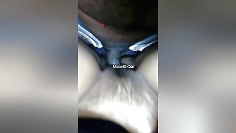 Indian brunette has her pussy fucked with a big dildo