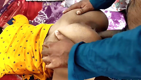 Busty indian brunette girl with a nice ass has fun with a lover