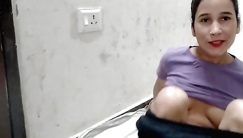 Indian stepmother is playing alone in a solo video