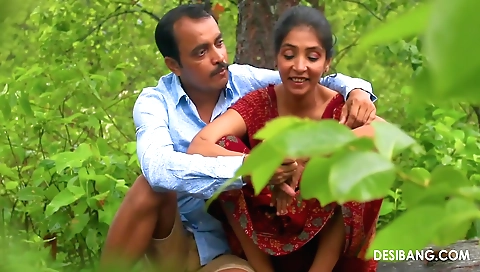 Indian hottie enjoys some hot outdoor sex on the way to the jungle