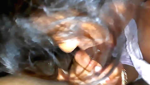 Indian brunette babe has a long hair and she sucks a dick