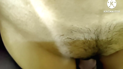 Indian girl with hairy pussy sucks cock and enjoys cum on her