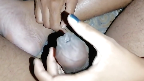 Indian girl sucks and gets fucked on her back in the living room