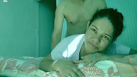 Indian babe with a fat ass giving a creampie from his penis