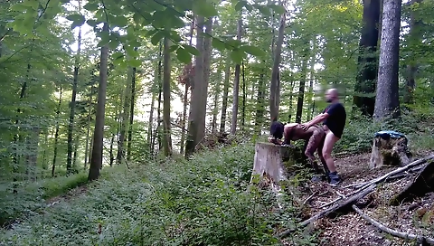 Outdoor porn clip with a brunette girl and her boyfriend