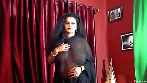 A sexy brunette milf loves to play with her body and tits