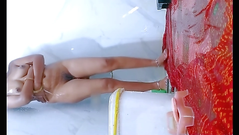 Indian amateur milf shows her hairy body in the shower